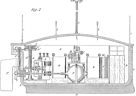 Dio Teslinog patenta i shematike broda na daljinsko upravljanje, s efektnim radio primopredajnikom i unutrašnjim akumulatorskim pogonom.