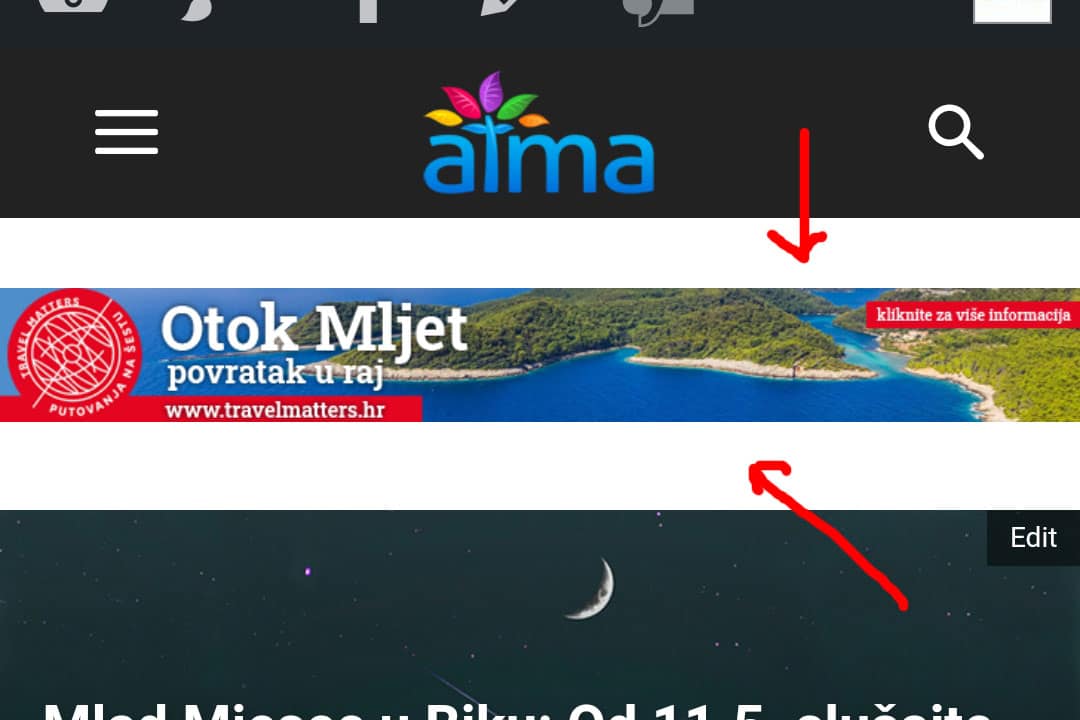 mobile header ad white space